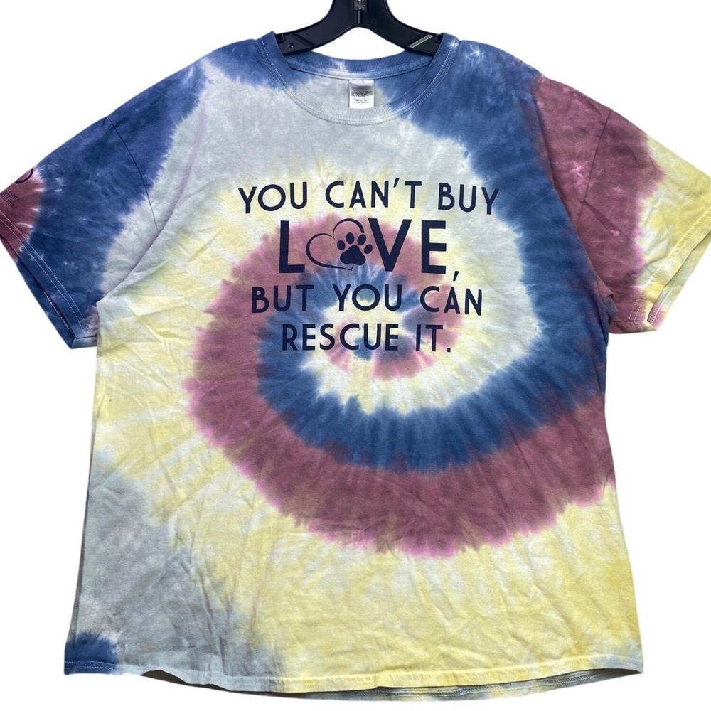 Animal Rescue Shirt Womens Extra Large Tie Dye Spell Out Everyday Streetwear